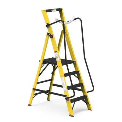 Youngman FRP fiberglass 3 Steps (0.85 m) Industrial Ladder with Safety Wire (3 Steps + Platform)